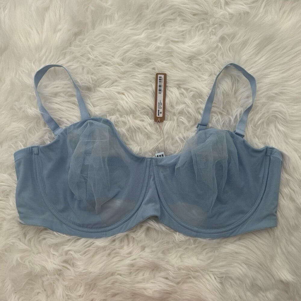 Skims Ultra Fine Mesh Strapless Bra Glacier Size 46DDD